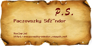 Paczovszky Sándor névjegykártya